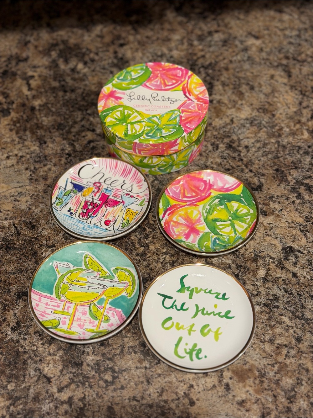 Lilly Pulitzer Ceramic Coasters - Set of 4 (New in Box)